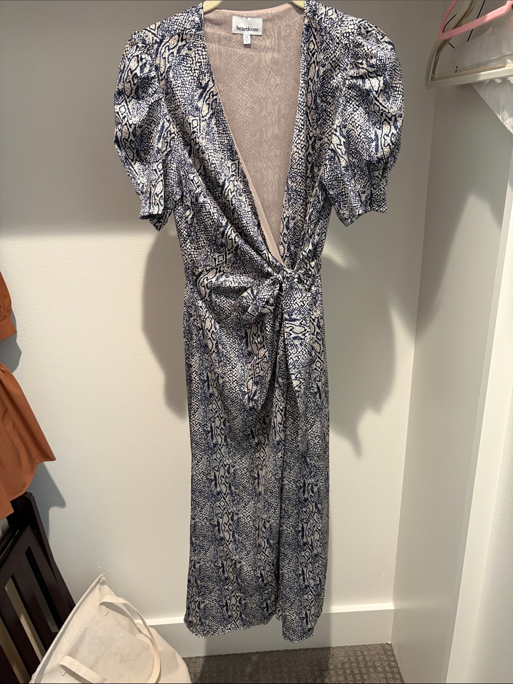 Heartloom Navy & White Snake-Print Wrap Dress